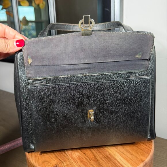 Vintage Black Structured Handbag – 1950s/1960s Style - Picture 4 of 15
